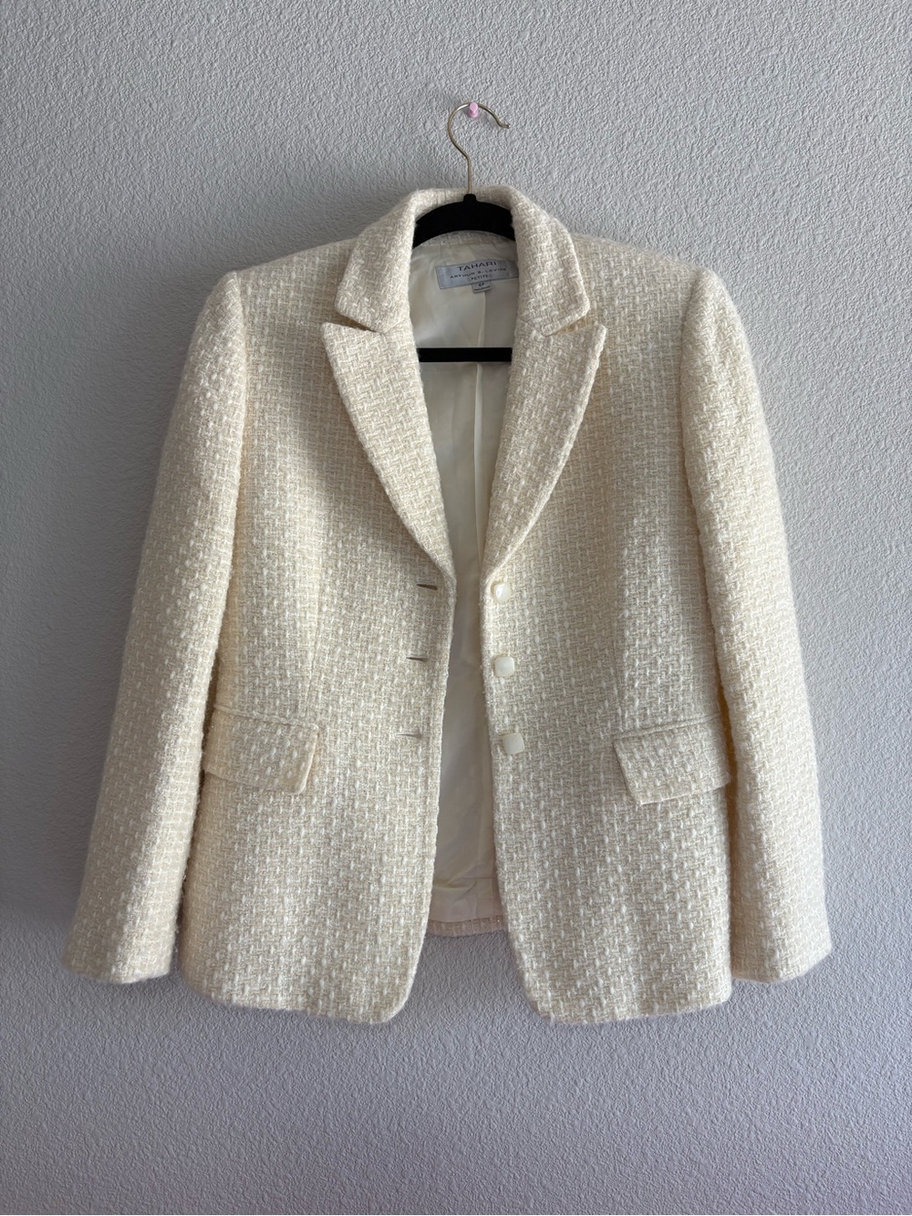 Wool Tweed Yellow & White Bouclé Tailored Blazer Jacket-Tahari Arthur S. Levine